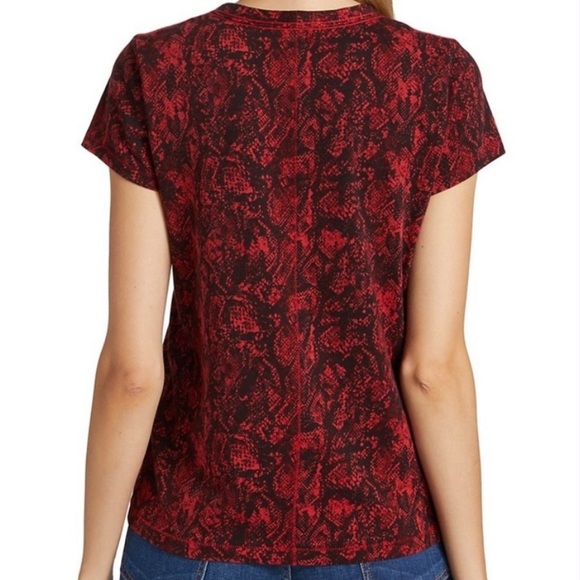 Rag & Bone Red All Over Snake Print Size XXSmall T-Shirt Round Neck Short Sleeve - Picture 6 of 11